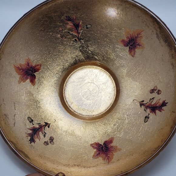 Glass Gold Leaf Bowl Crinkle Foil Decorative Fall Leaves Plate Fall Season - Picture 10 of 12